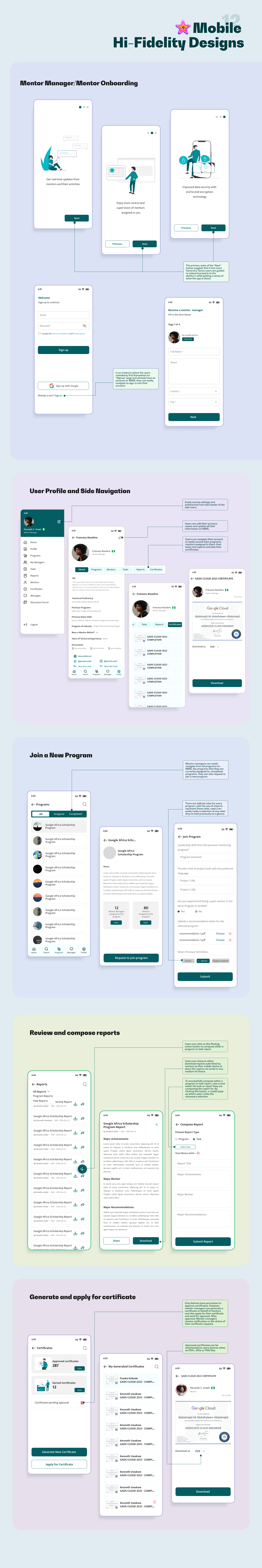 Mobile high fi designs